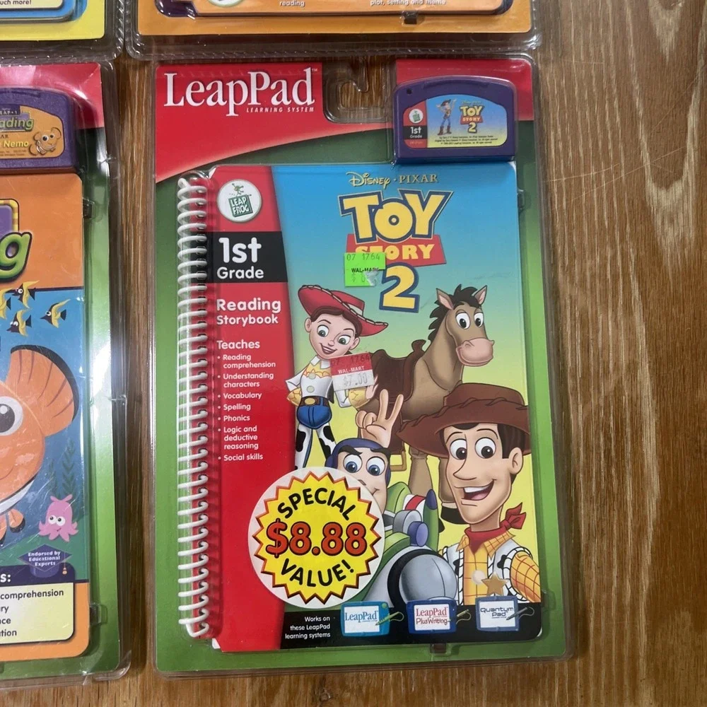 LeapFrog 4 LeapPad Interactive Books & Cartridge Alphabet, Pooh, Toy Story, Nemo